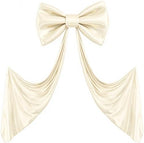Giant Bow for Backdrop Big Beige Bow 48x24x120 Inch Large Satin Ribbon Bow Wall Decor for Wedding Birthday Baby Shower Party Photo Booth, Washable Reusable Fabric Bow for Nursery Bedroom Door Hanging by Gogoparti
