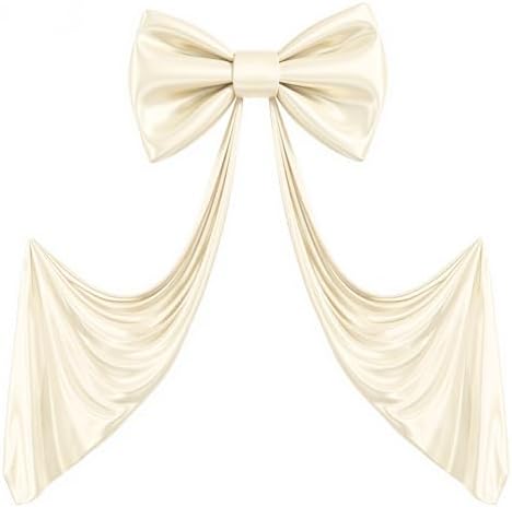 Giant Bow for Backdrop Big Beige Bow 48x24x120 Inch Large Satin Ribbon Bow Wall Decor for Wedding Birthday Baby Shower Party Photo Booth, Washable Reusable Fabric Bow for Nursery Bedroom Door Hanging by Gogoparti