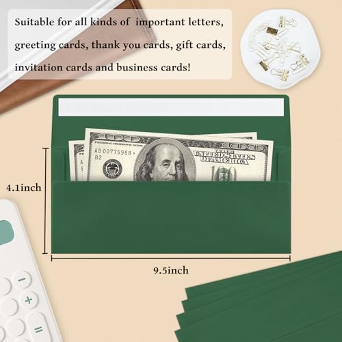 200 Pack Dark Green #10 Business Envelopes Letter Size Self-Seal - Image 3
