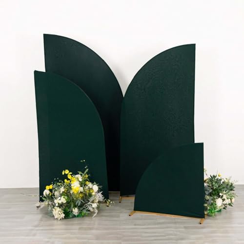Efavormart Set of 4 Hunter Emerald Spandex Half Moon Arch Covers, Custom Fit Chiara Backdrop Slipcovers 2.5ft-7ft for Enchanted Forest Themes and Galas by efavormart