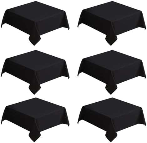 VidaFete Classic Series 6 Pack 52 * 52inch Black Square Tablecloth by VidaFete