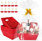EVELOMO 10 Pack Empty Gift Baskets to Fill - 12" x 10" Large Baskets for Gifts Empty, Sturdy DIY Gifts Baskets Sets with 500g Crinkle Cut Papers for Birthdays Weddings Parties and Holidays (Red) by EVELOMO