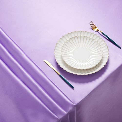 6 Pack Satin Table Cover, Light Purple, 60 x 102 Inches - Image 3