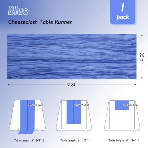 8 Pack Blue Cheesecloth Table Runner 120 Inch Boho Wedding Decor - Image 2