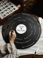 Custom Vinyl Record Guest Book – Vintage Round Wooden Wedding Guestbook Alternative Sign for Reception, Bridal Shower, Birthdays, Welcome Wedding Sign, Handcrafted Vinyl Record Decor for Couple gift - Image 6