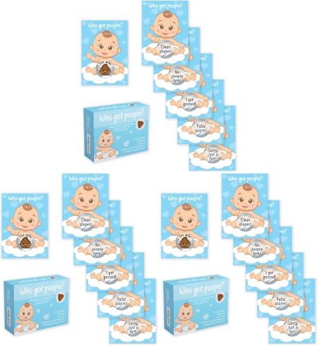 Party Hearty Baby Shower Scratch-Off Game, Poopie Emoji Cards - Blue Boy (Pack of 3) by PartyHearty