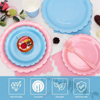 200Pcs Pink and Blue Party Plates and Napkins, 9’’and 7’’ Disposable Scalloped Paper Plates Cups Napkins Forks Set Party Supplies for Birthday, Baby Shower, Gender Reveal Party Decorations, Serves 40 - Image 3