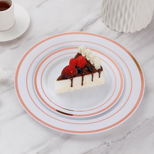 Goodluck 200PCS Rose Gold Plastic Plates, Heavy Duty Disposable Plates - Image 5
