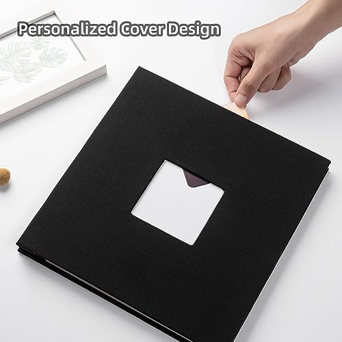 HoneyTolly Large Photo Album Self Adhesive, DIY Scrapbook Album for 4x6 8x10 Pictures, 40 Pages Linen Cover Memory Book, Ideal Gift for Family Travel Wedding Baby Christmas Anniversary(Black) - Image 2