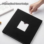 HoneyTolly Large Photo Album Self Adhesive, DIY Scrapbook Album for 4x6 8x10 10x12 Pictures, 60 Pages Linen Cover Memory Book, Ideal Gift for Family Wedding Baby Christmas Anniversary(Black) - Image 2
