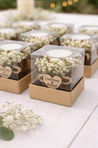 Personalized Candle Wedding Favors for Guests,Rustic Wooden Tealight Candle Holder Set with Name and Date,Thank You Favors, Baby Shower/Bridal Shower Favors for Guests (20pcs) - Image 5