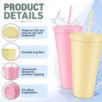 Skylety 24 Pcs Pink and Green Plastic Cups with Lids and Straws 24 oz - Image 3