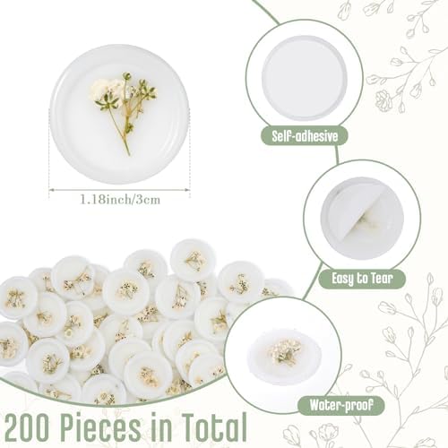 Qilery 200 Pcs Baby's Breath Wax Seal Stickers, Dry Floral Envelope Stamp - Image 2