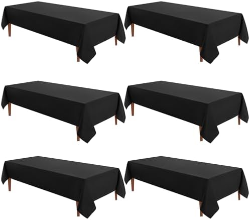 VidaFete Classic Series 6 Pack 60x120inch Black Rectangle Tablecloth by VidaFete
