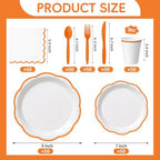 350 Pcs Orange Rim Paper Plates and Napkins Party Supplies - Image 2