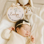 Embroidery Baby Name Sign, Personalized Welcome Baby Hoop Sign with Bow, Custom Baby Name Sign for Hospital, Infant Baby Shower Gifts New Parents (08) - Image 4