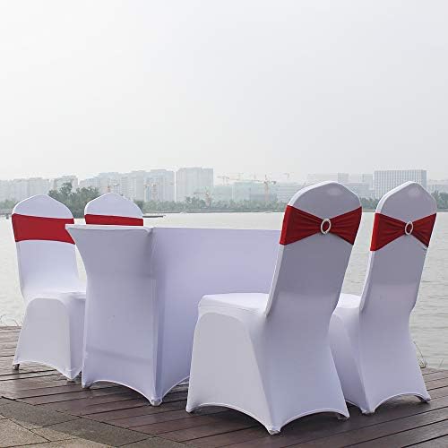 50pcs Red Spandex Chair Sashes,Durable Workmanship,Stretchable Chair Ties with Elastic for Wedding Party Banquet Event Celebration Birthday Graduation Meeting Baby Shower Decoration - Image 5