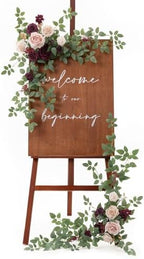 Ling's moment Welcome Sign Flowers, Wedding Floral Swag, Marsala and Blush by LingsMoment