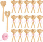 Reallnaive 24 Pcs Bamboo Spatula Wooden Kitchen Utensil Bulk 12''wood Spoon Spatula for Cooking with Ribbon Bridal Baby Shower Game Prize Wedding Party Favors Housewarming Gift (Heart Style) by Reallnaive