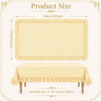 Striped Ruffled Tablecloth 60x120 Inch Cotton Polyester Striped Tablecloth Rectangular Fits 8-10 Seater Table Farmhouse Vintage Table Cover for Home Kitchen Baby Shower Birthday Party Picnic (Yellow) - Image 2