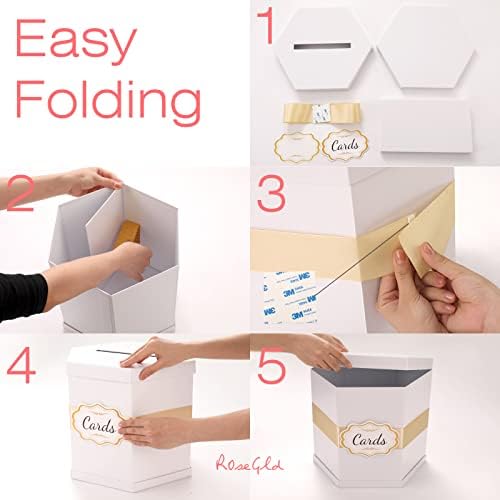 ROSEGLD White Card Box, Card Receiving Box with Ribbon 14x12x12 Inches - Image 5
