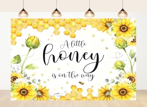 10x8ft Fabric Watercolor Sunflower Honeycomb Backdrop Bee Floral Art Background for Baby Shower Party Decorations Tapestry Photo Studio Props by wigshumanhair