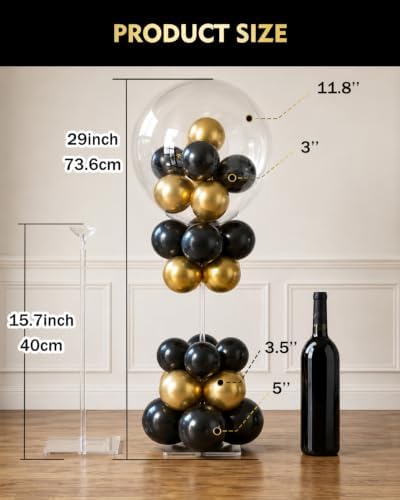 Bezente Pro Series Clear Acrylic Balloon Stand Kit Set of 6, 15.75 Inch Reusable Balloon Sticks Holder with Base, Party Tabletop Centerpiece Decor for Wedding Birthday Baby Shower(No Balloon) - Image 3