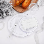 WELLIFE 300Pcs Silver Elegant Plastic Dinnerware Set for 50 Guests - Premium Disposable Party Supplies Includes Dinner Plates, Salad Plates, Cups & Flatware Set for Wedding, Anniversary, Banquet - Image 4