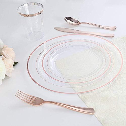 I00000 60 Pcs Rose Gold Plastic Plates, Premium Disposable Party Plates - Image 4