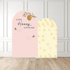 Honey Bee Arch Backdrop Cover Set of 2 BeeTheme Baby Shower Spandex Arch Covers for Gender Reveal Baptism Birthday Party Decoration (Pink,7.2FT & 6.6FT) - Image 2