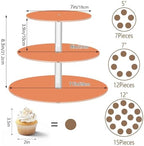 J JOYSAY Orange Pattern Acrylic Cupcake Stand 3 Tier Dessert Table Display Set Clear Cake Stands for Wedding Party Baby Shower Decorations Easy Assembly Pastry Tower - Image 3