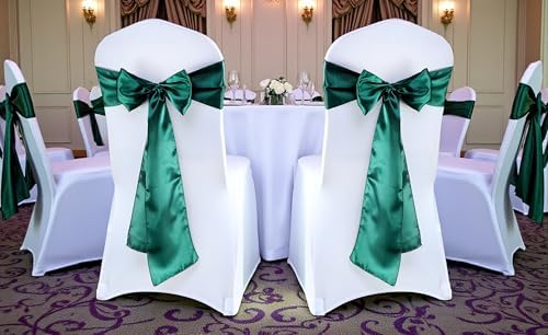 MDS® Pack of 150 Satin Chair Sashes for Wedding & Events – Hunter Green - Image 2