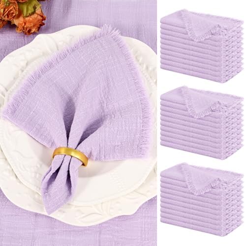 Showgeous 30 Pack Lavender Cloth Napkins with Fringe, 16x16 inch by Showgeous