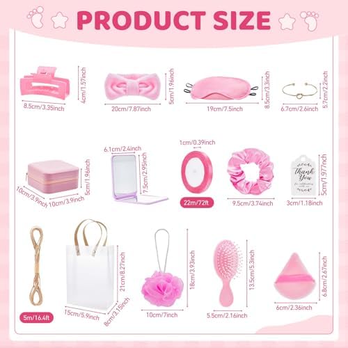 74Pcs Baby Shower Prizes for Game Winners Baby Shower Favors Gifts including Headband Hair Brush Jewelry Box with Gift Bag for Baby Shower Game Prizes Wedding Bridal Shower Favors (Pink) - Image 3