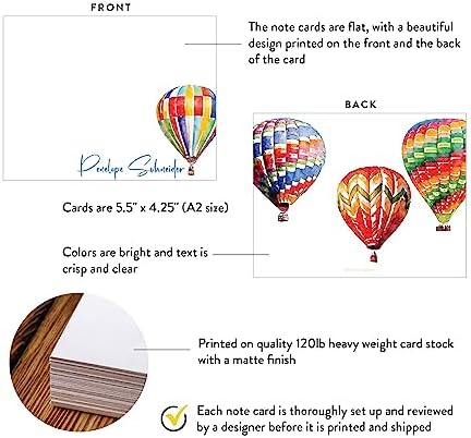 Personalized Hot Air Balloon Note Cards, Colorful Hot Air Balloon Stationery Set, Adventure Travel Gifts, Letter Writing Paper Appreciation Gifts, Hot Air Balloon Baby Shower Thank You Cards - Image 3