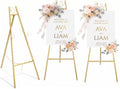 GRENTY 2 Pack Gold Easel Stand for Wedding Signs – No Assembly Needed, Heavy Duty Metal Display Stand for Art, Welcome Signs, Posters, Pictures, Paintings, and Floor Décor by Grenty