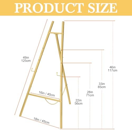 Yuntau 3 Pieces Gold Metal Easel Stand for Sign, 50 Inch Display Stand Adjustable 3 Tier Easel for Wedding Sign, Posters, Paintings, Exhibition - Image 2