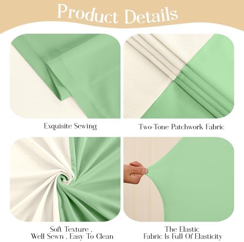 Beige Green Arch Backdrop Cover Set of 2 Party Wedding Sage Green Arch Covers Stretchy Backdrop 7.2FT 6FT Baby Shower Bridal Shower Photo Birthday Arch Stand Cover Spandex - Image 5