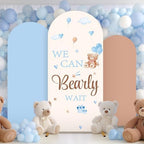 3Pcs We Can Bearly Wait Arch Backdrop Cover 4ft 5ft 6ft Blue Bear Baby Shower Decorations Bear Theme Round Top Stretchy Arch Stand Covers Photo Background for Birthday Gender Reveal Party Decor - Image 6