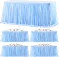 4 Pack Baby Blue Tablecloths for Rectangle Tables Tulle Tablecloth Fitted Light Blue Table Cloth Rectangle 6ft Stretch Spandex Table Cover for Baby Shower Boy Birthday Party Banquet Desk Table Skirt by HBBMAGIC