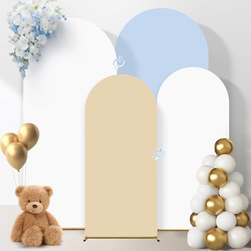 Arch Backdrop Cover Stretchy Backdrop (White+Beige, 6+6.6+7.2FT) - Image 3