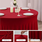 Red Tablecloths Spandex Table Covers for Christmas, 60 Inch Round,6 Pack - Image 6