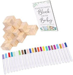 Baby Shower Game Kit Baby Shower Blocks Set Activity Kit 50 Wooden Blocks 24 Acrylic Paint Markers with Game Sign for DIY Crafts Gender Reveal Parties (Games Gift) - Image 2