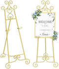 Easel Stand for Sign, Large Adjustable Floor Easel with Chain Support, Vintage Decorative Metal Display Stand for Wedding Signs, Paintings, Artwork, Posters, Pictures, Gold by Unknown