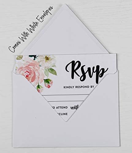 50 Blank RSVP Cards with White Envelopes Floral 4"x6" Response Cards-RSVP Reply Card for Wedding-Bridal Shower-Baby Shower-Rehearsal Dinner - Image 6
