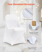VEVOR 30 Pcs Stretch Spandex Folding Chair Covers Universal Fitted White - Image 6