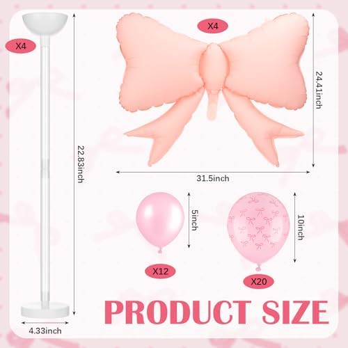 Gejoy 4 Sets Pink Bow Table Centerpiece Decorations Include 4 Pink Bows 4 Decorative Boxes Balloons of Different Sizes 4 Balloon Stand Kits for Wedding Bridal Baby Shower Birthday Party - Image 2