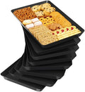 SpaceTrove 8-Pack Serving Tray Set, Reusable Plastic Serving Platter for Party Supplies, Entertaining, Grilling Accessories, Stackable Kitchen Snack Container for Dessert, Fruit, Cookie, (Black) by Unknown