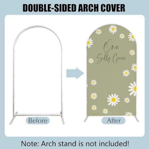 One Silly Goose Arch Backdrop Cover 7.2FT Daisy Flower Green Arch Stand Cover for Baby Shower 1st Birthday Party Decorations - Image 5