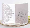 50PCS 3D Lace Flower Laser Cut Wedding Invitation Cards with Envelope Blank Inner Sheet Hollow Out Flower Shape Invitations for Wedding Quinceanera Birthday Shower Engagement Party 02 by Ykybhx